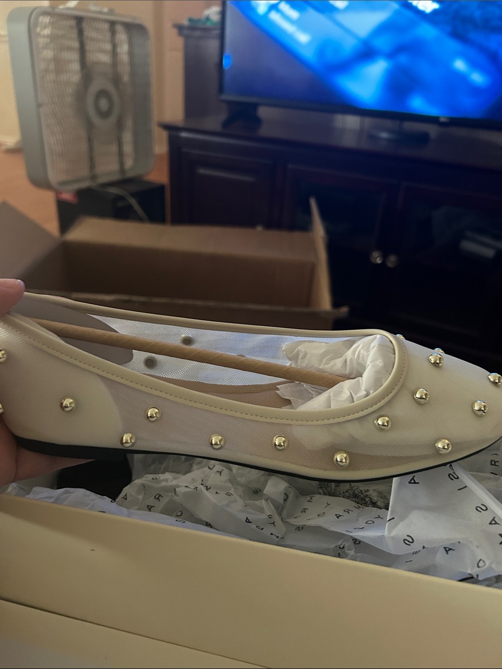 Yosi Samra Cream Mesh Sadie Stud Ballet- new with tags- size 7.5